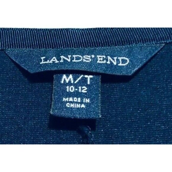 Lands End Womens Medium Ribbon Stripe Blouse Short Sleeve Blue Boho Festival - Picture 6 of 7